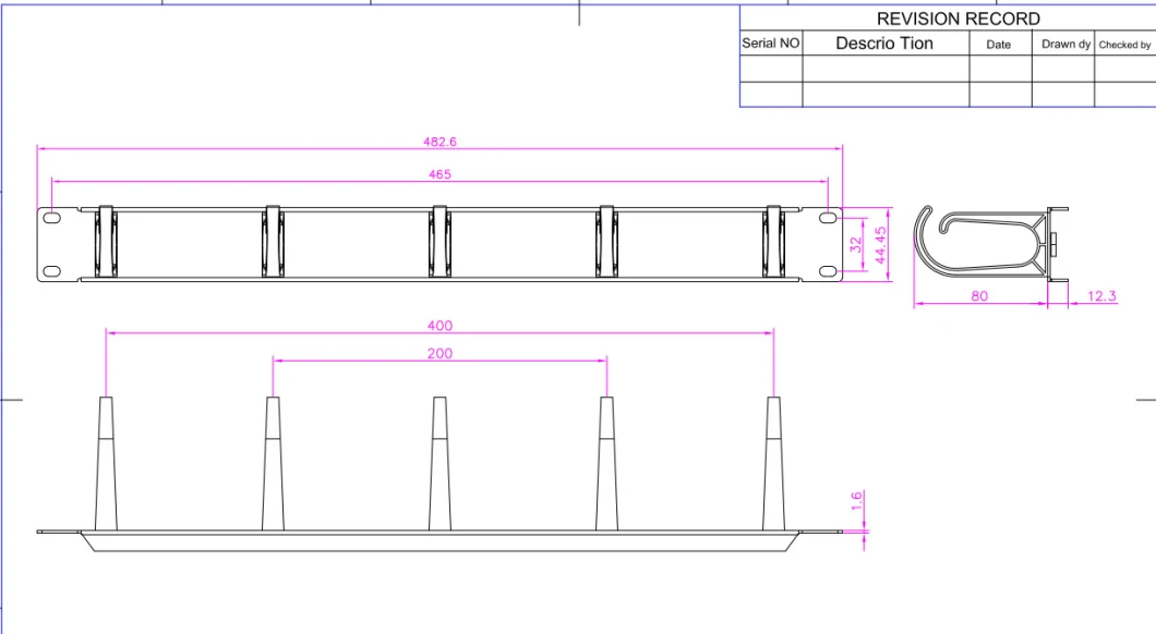 Metal Cable Management with 5 D Rings